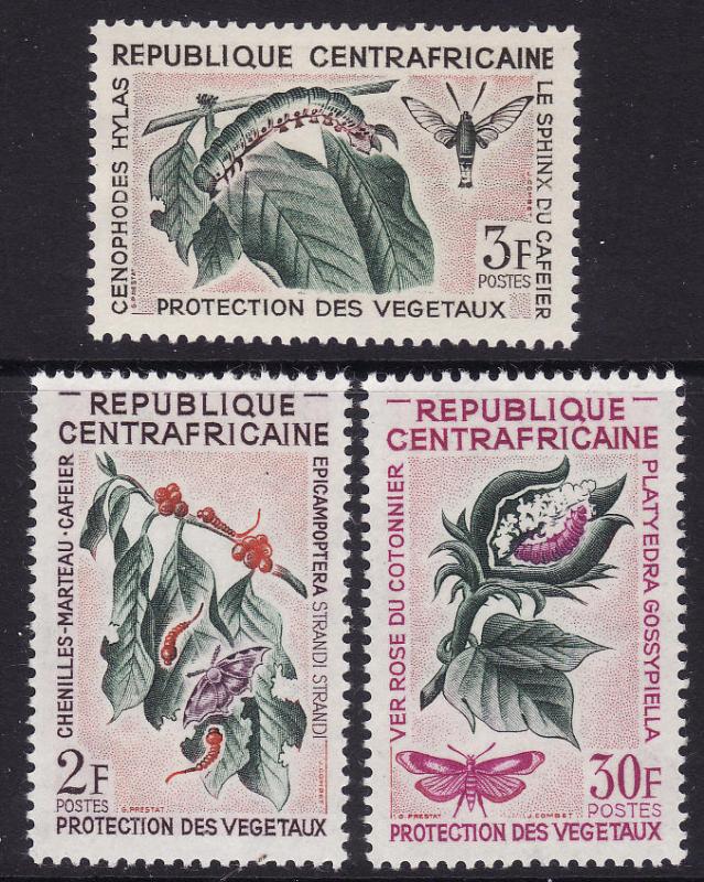 Central African Republic #53-55 F-VF Mint NH ** Insects