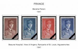 COLOR PRINTED FRANCE 1941-1965 STAMP ALBUM PAGES (55 illustrated pages)