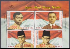 2002 Indonesia 2199-2202VB 100th Anniversary of Bung Hatta