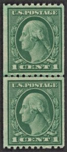 US 486 MNH VF 1 Cent Washington Line Pair - Green CV $9.50