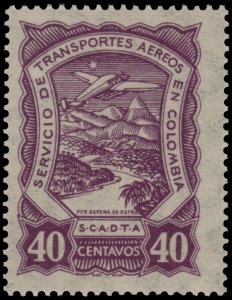 ✔️ COLOMBIA SCADTA 1928 - AIRPLANE OVER RIVER - SC. C43 ** MNH [1SCDT43]