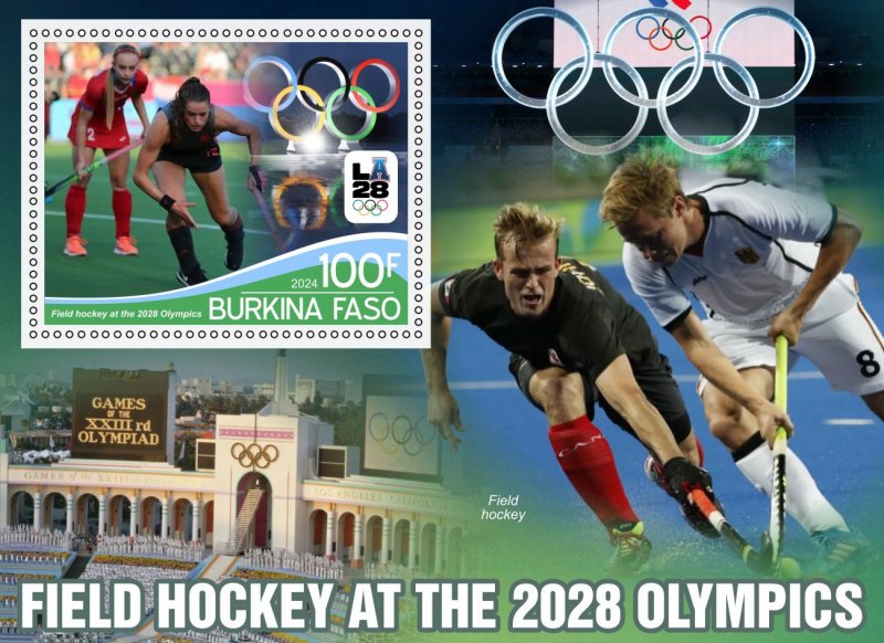 Stamps. Olympic 2028 LA Field Hockey 2024 year 6 sheets perforated