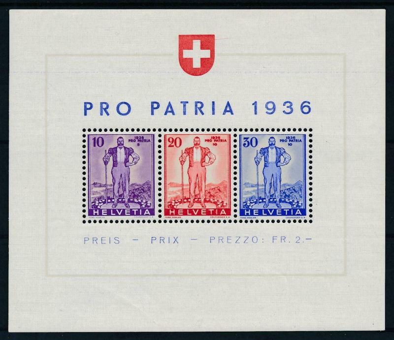 [97907] Switzerland 1936 Pro Patria Souvenir Sheet MNH