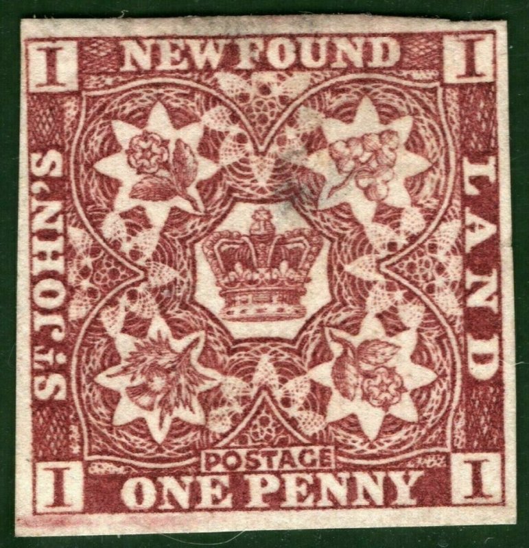 Canada NEWFOUNDLAND QV Stamp SG.16a 1d Red-brown (1861) Mint LMM c£8,500 GBLUE57