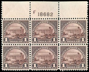 momen: US Stamps #571 Mint NH OG Plate Block of 6 XF 