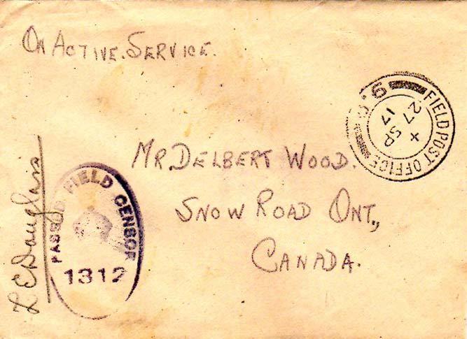 Canada Soldier's Free Mail 1917 Field Post Office, 9.P 9th Canadian Brigade W...