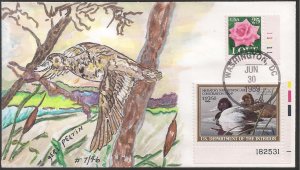 Geri Peltin Hand Painted FDC (Design #2) for the Federal 1989 Duck Stamp