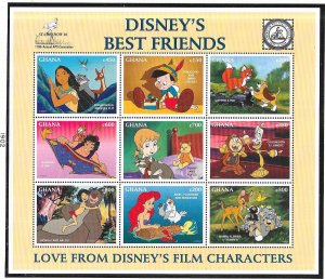 Ghana #1902  Disney's Best Friends Sheet of 9 (MNH) CV$8.50