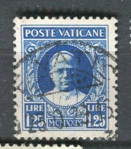 VATICAN; 1929 early Pope Pius XI issue fine used hinged 1.25L. value