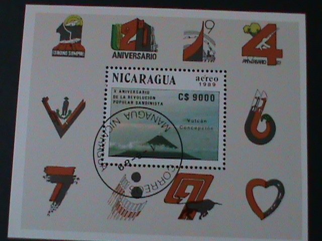 ​NICARAGUA-1989- 10TH ANNIVERSARY OF REVOLUTION CTO S/S -VF FANCY CANCEL