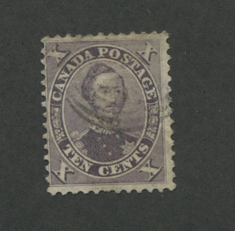 1859 Canada Stamp #17a 10p Used F/VF Faded Postal Cancel 