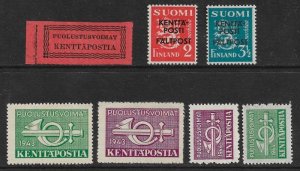 Finland WWII 1941-44 Feldpost full set of 7 stamps MNH (**)