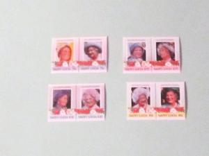 St. Lucia - 782-85, MNH Set (Pairs). Queen Mother, 85th Birthday. SCV - $1.55