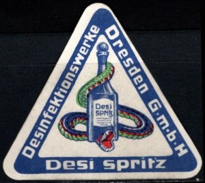 Vintage Germany Poster Stamp Desi Spritz Disinfection Spray Liquid Dresden