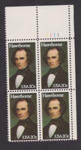 2047 Nathaniel Hawthorn MNH Plate Block - UR