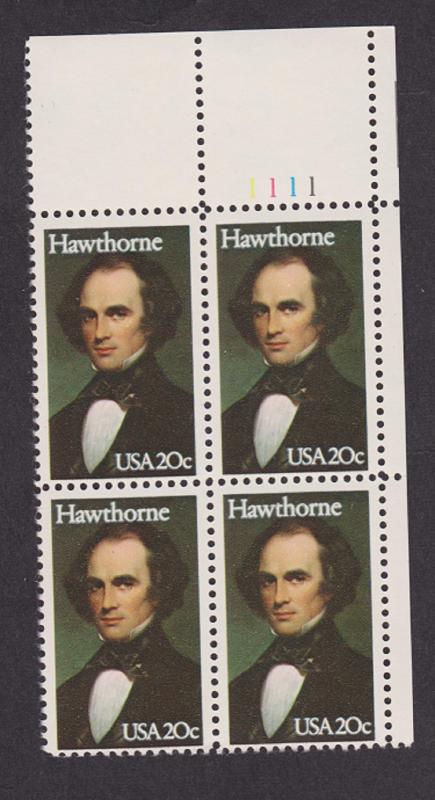 2047 Nathaniel Hawthorn MNH Plate Block - UR