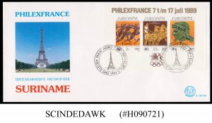 SURINAME - 1989 STAMP EXHIBITION PHILEXFRANCE - MS - FDC