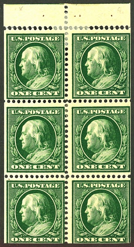 U.S. #331a MINT BLOCK OF 6 OG HR SLIGHT PERF SEPERATION