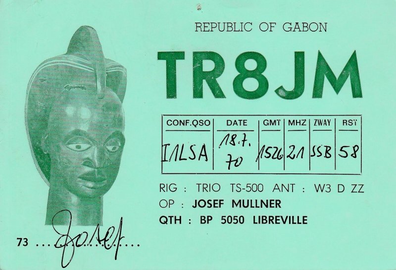 9771 Amateur Radio QSL Card LIBREVILE GABON