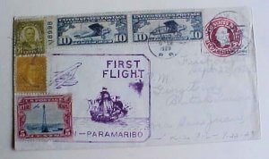 US PUERTO RICO FLIGHT B/S PARAMARIBO 45CENTS ENTIRE 1929 SEPT 22