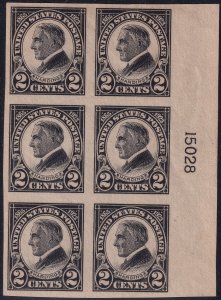 #611 Mint NH, XF, Plate number block of 6 (CV $90) (CV $9 - ID49754) - Joseph...