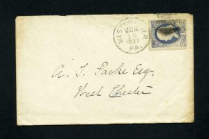 # 206 on cover from West Chester, Pennsylvania to West Chester, PA - 6-14-1887