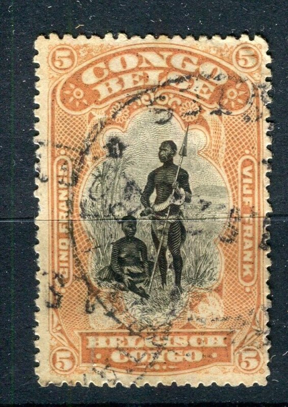 BELGIUM CONGO; 1890s classic Pictorial issue fine used 5Fr. value