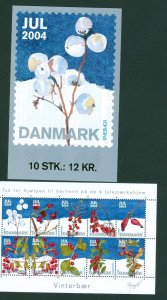 Denmark.  2004 Booklet. Christmas With 10 Seals  Mnh. Winter Berries