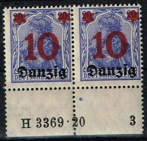 Danzig,Sc.#20 MNH, Germania ovpr. with H 3369-20 + plate number 3, cv. €45
