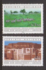 United Nations Vienna  #42-43  MNH 1984  World heritage  Yemen  Tanzania