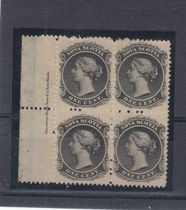 NOVA SCOTIA # 8-8a VF-MNH INSCRIPTION BLOCKS OF 4 CAT VALUE $320