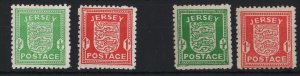 Jersey 1941 Wartime Arms pair unmounted mint, ditto greyish paper pair cat £37