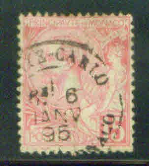 MONACO Scott 17 Prince Albert I stamp 1891 CV$7. thined