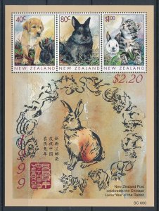 [111901] New Zealand 1999 Farm animals Year of the Rabbit Souvenir sheet MNH