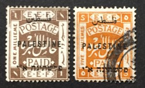 Palestine 1920 #15,19, Overprint, Used.