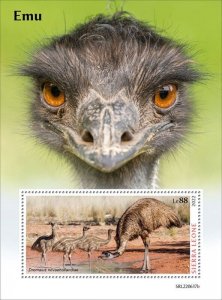 Sierra Leone - 2022 Emu Bird on Stamps - Stamp Souvenir Sheet - SRL220637b