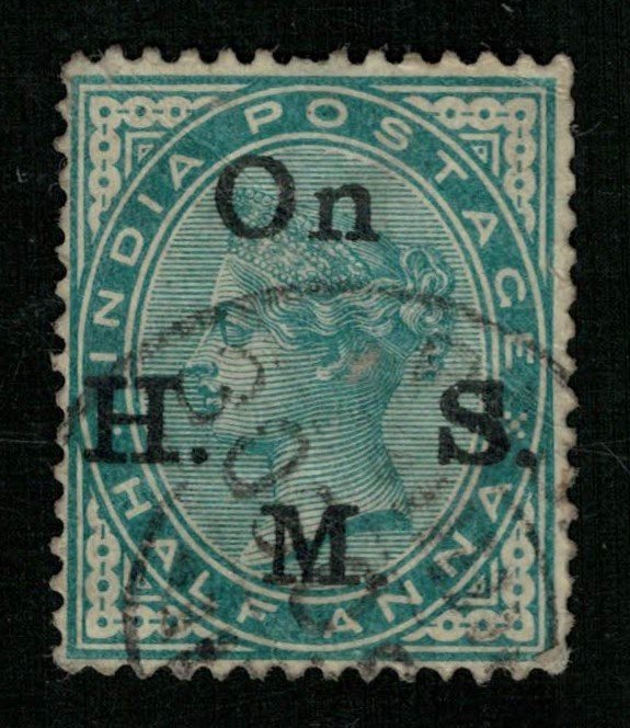 India, Half Anna, Overprint: On H.M.S. Watermark: Star (T-5830)