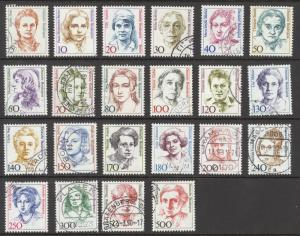 Germany Sc# 1475-1494A Used 1986-1991 5pf-500pf Famous Women
