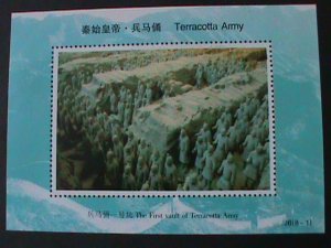 ​CHINA- EMPIOR QIN SHI HUANG- BRONZE TERRACOTTA ARMY-SOLDIERS -MNH S/S VF