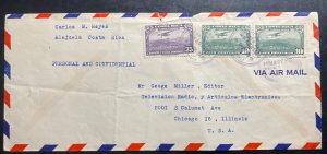 1954 Alajuela Costa Rica Airmail Cover To Chicago IL USA