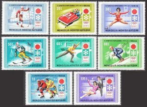 Mongolia 650-657,658,MNH.Michel 667-674,Bl.26. Olympics Sapporo-1972.Hockey.