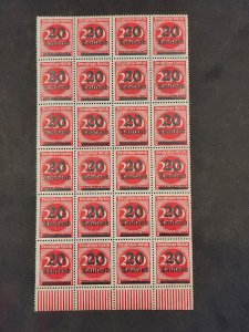 Germany Deutsche Reich German 24 stamps partial Sheet SC # 246 Margin W CV $40
