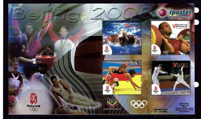 Venezuela 1686 MNH 2008 Olympics sheet of 4