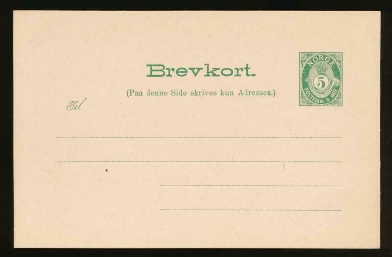 NORWAY Mi. P49 POSTAL STATIONERY POSTAL CARD 5o GREEN