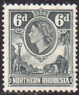 Northern Rhodesia 1953  6d grey-black MH