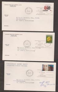 CANADA 10 Canadian Bank Note FDCs - Various Issues 1970s