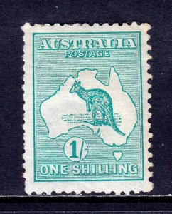 AUSTRALIA — SCOTT 10a (SG 11) — 1913 1/- EMERALD ROO — MH — SCV $115