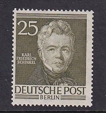 Germany Berlin  #9N91 1952  MNH Famous Berliners Schinkel  25 pf