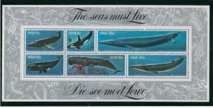 South West Africa 442a MNH 1980 Whales sheet of 6 (an7183)