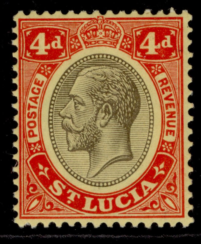 ST. LUCIA GV SG83a, 4d black & red/yellow, M MINT.